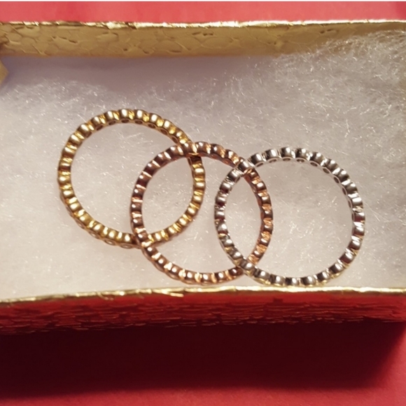 NWT 3 Tones 925 SS Stackable Eternity Rings - Picture 4 of 4
